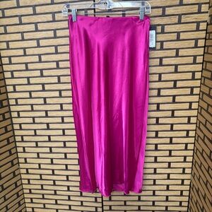 Nicole Miller Hot Pink Satin Midi Skirt Size‎ XS